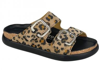 Γυναικείες Ανατομικές Δερμάτινες Παντόφλες | VESNA | 880460 | Λεοπάρ - Vesna - 